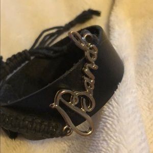 Band bracelet and leather bracelet